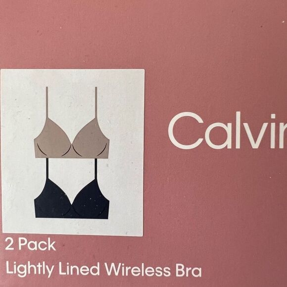 CALVIN KLEIN Bras 2-Pack XL Lightly Lined Wireless Microfiber Black Gray NWT - Picture 7 of 8